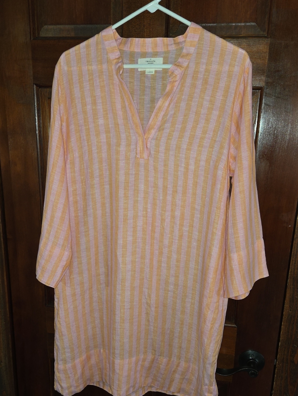 Trovata Pink And Orange Striped Linen Tunic